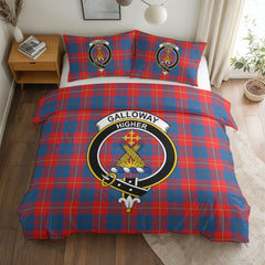 Galloway Red Tartan Crest Bedding Set