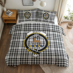 Scott Black & White Modern Tartan Crest Bedding Set