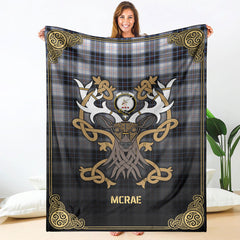 McRae Dress Modern Tartan Crest Premium Blanket - Celtic Stag style