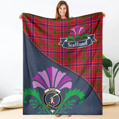 McRae Modern Tartan Crest Premium Blanket - Thistle Style
