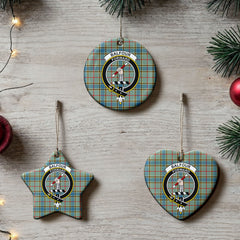 Balfour Blue Tartan Crest Christmas Ceramic Ornament