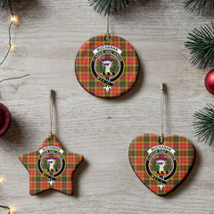 Buchanan Old Set Weathered Tartan Crest Christmas Ceramic Ornament