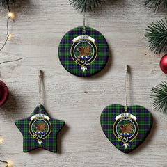 Leslie Hunting Tartan Crest Christmas Ceramic Ornament