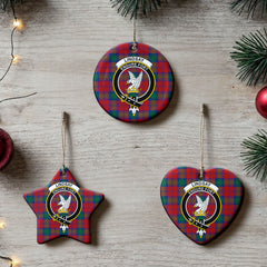 Lindsay Modern Tartan Crest Christmas Ceramic Ornament