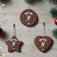 Lindsay Weathered Tartan Crest Christmas Ceramic Ornament