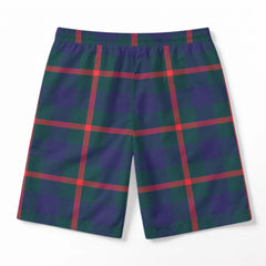 Agnew Modern Tartan Crest Men's Beach Shorts