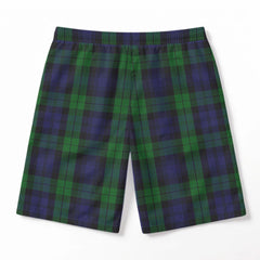 Black Watch Tartan Crest Men's Beach Shorts