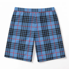 MacKay Blue Tartan Crest Men's Beach Shorts