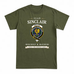 Sinclair Hunting Modern Tartan Crest Mischief and Mayhem T-shirt