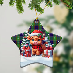 Colville Tartan Christmas Ceramic Ornament - Highland Cow Winter Style