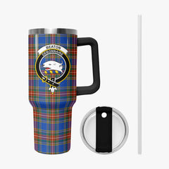 Beaton Ancient Tartan Crest 40 oz Insulated Tumbler with Handle
