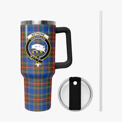 Bethune Ancient Tartan Crest 40 oz Insulated Tumbler with Handle