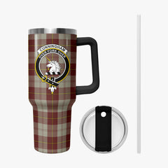Cunningham Burgundy Dancers Tartan Crest 40 oz Insulated Tumbler with Handle