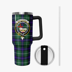 MacDonald of the Isles Hunting Modern Tartan Crest 40 oz Insulated Tumbler with Handle