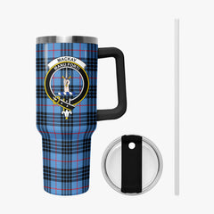 MacKay Blue Tartan Crest 40 oz Insulated Tumbler with Handle