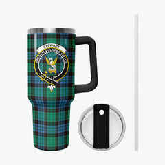 Stewart Old Ancient Tartan Crest 40 oz Insulated Tumbler with Handle
