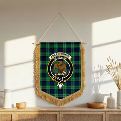 Abercrombie Tartan Crest Wall Hanging Banner - Wood Pole