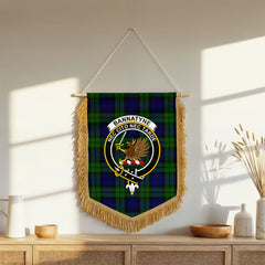 Bannatyne Tartan Crest Wall Hanging Banner - Wood Pole