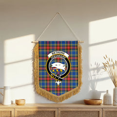 Bethune Modern Tartan Crest Wall Hanging Banner - Wood Pole