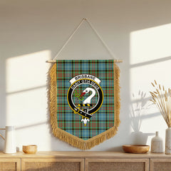 Brisbane Tartan Crest Wall Hanging Banner - Wood Pole