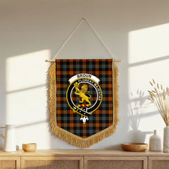 Broun Ancient Tartan Crest Wall Hanging Banner - Wood Pole