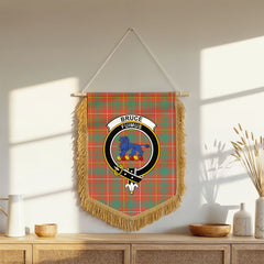 Bruce Ancient Tartan Crest Wall Hanging Banner - Wood Pole
