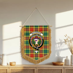 Buchanan Old Sett Tartan Crest Wall Hanging Banner - Wood Pole
