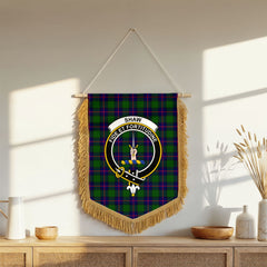 Shaw Modern Tartan Crest Wall Hanging Banner - Wood Pole