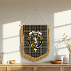 Stewart Old Weathered Tartan Crest Wall Hanging Banner - Wood Pole
