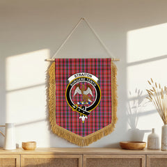 Straiton Tartan Crest Wall Hanging Banner - Wood Pole