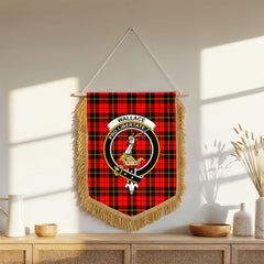 Wallace Hunting Red Tartan Crest Wall Hanging Banner - Wood Pole