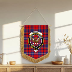 Wishart Dress Tartan Crest Wall Hanging Banner - Wood Pole