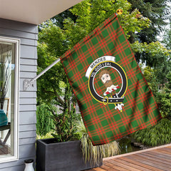 Menzies Green Modern Tartan Crest Garden Flag