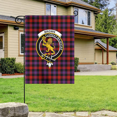 Brown Modern Tartan Crest Garden Flag