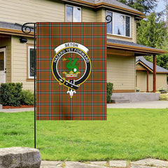 Seton Hunting Modern Tartan Crest Garden Flag