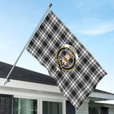 Menzies Black - White Modern Tartan Crest House Flag