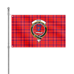 Rose Modern Tartan Crest House Flag