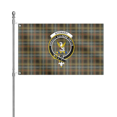 Stewart Hunting Weathered Tartan Crest House Flag