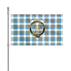 Stewart Muted Blue Tartan Crest House Flag
