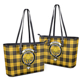MacLeod of Lewis Ancient Tartan Crest Leather Tote Bag