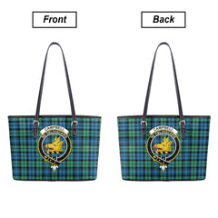 Campbell Ancient 01 Tartan Crest Leather Tote Bag