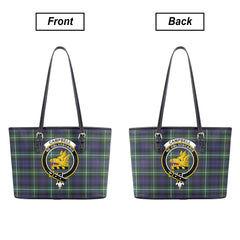Campbell Argyll Modern Tartan Crest Leather Tote Bag