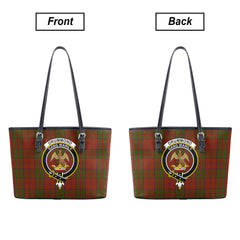 Drummond Clan Tartan Crest Leather Tote Bag