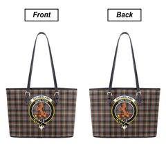 Sutherland Weathered Tartan Crest Leather Tote Bag