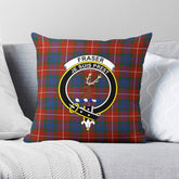 Fraser (of Lovat) Ancient Tartan Crest Pillow Cover