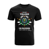 Falconer Tartan Crest T-shirt - I'm not yelling style