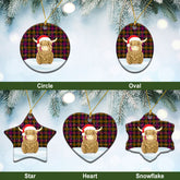 Carnegie Modern Tartan Christmas Ceramic Ornament - Highland Cows Style