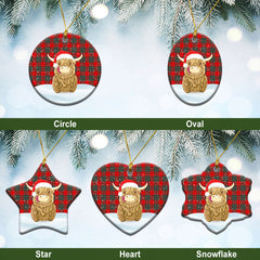 Cheyne Tartan Christmas Ceramic Ornament - Highland Cows Style