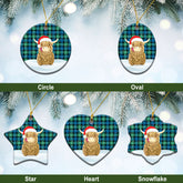 Gunn Ancient Tartan Christmas Ceramic Ornament - Highland Cows Style
