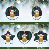 Hunter Modern Tartan Christmas Ceramic Ornament - Highland Cows Style